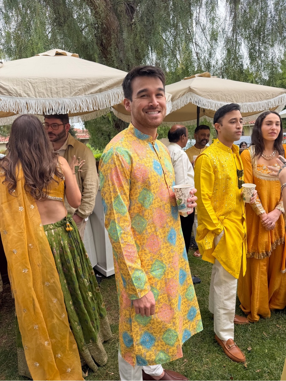 Yellow Multi-Color Printed Kurta - Indian Wedding, Haldi